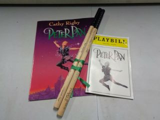 Peter Pan Broadway Musical Play Bill With Program,  Autographed Drum Sticks By Ca