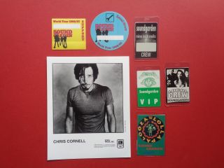 Soundgarden,  Cornell,  8x10 " B/w Promo Photo,  6 Backstage Passes,  Rare Originals