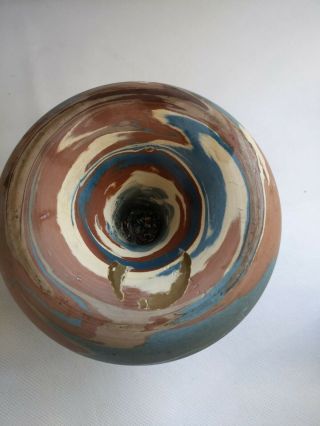 NILOAK Pottery 1910 - 24 Mission Swirl Short Candle Holder Shape 105 blue 6