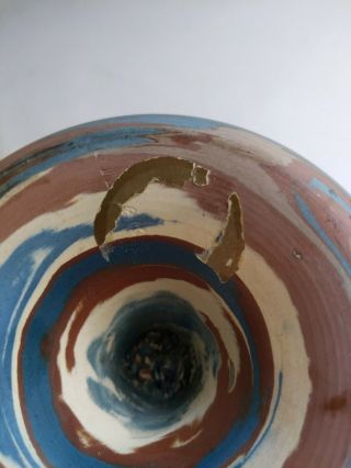 NILOAK Pottery 1910 - 24 Mission Swirl Short Candle Holder Shape 105 blue 7