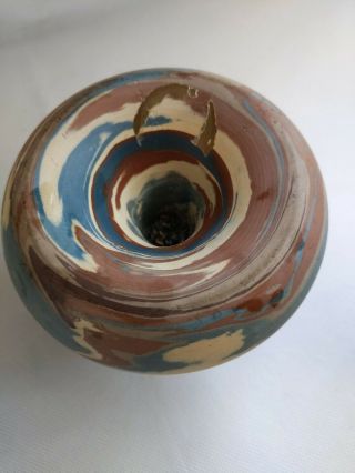 NILOAK Pottery 1910 - 24 Mission Swirl Short Candle Holder Shape 105 blue 8