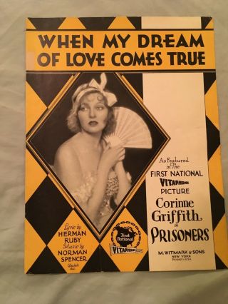 Corinne Griffith 1929 Rare Movie Star Sheet Music,  Prisoners - 1st Nat Vitaphone