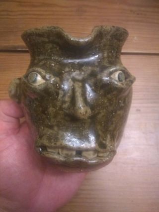 Early Jamie Kale Miniature Catawba Valley Nc Folk Pottery Face Jug Pitcher Nr