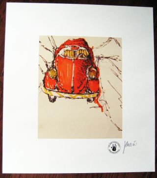 Jerry Garcia Family Provisions Red Volkswagen Beetle Art Print Signed