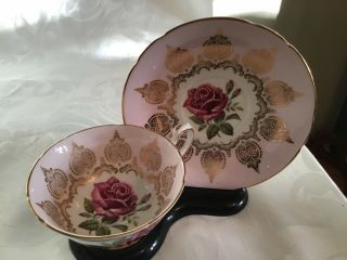 Gorgeous Pink Paragon England Bone China Large Red Rose Cup And Saucer