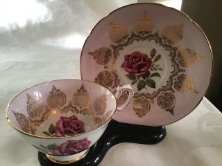 Gorgeous Pink Paragon England Bone China Large Red Rose Cup and Saucer 3
