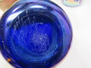 RICK HUNTER Iridescent Pebble Art Cobalt Glass Tumblers Set of 4 Signed & Dated 4