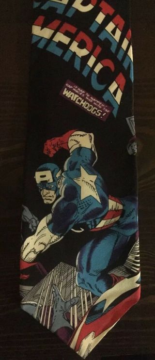 Captain America Marvel Silk Necktie Tie Rare Vintage