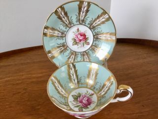 Paragon Footed Cup & Saucer Panels Pink Roses Bone China England