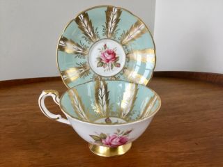 Paragon Footed Cup & Saucer Panels Pink Roses Bone China England 2