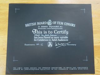 British Bbfc Film Certification Card Ten Little Indians 1965 Shirley Eaton