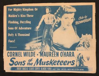 1952 Malaya Movie Flyer Sons Of The Musketeers Cornel Wilde Maureen O 