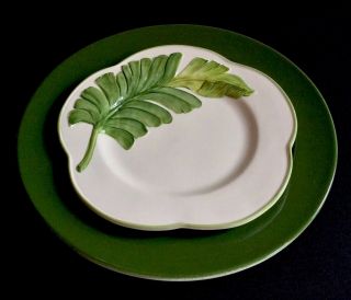 “into The Jungle” Vietri 2 Dinner Plates,  2 Salad Plates Tropical Greens & White