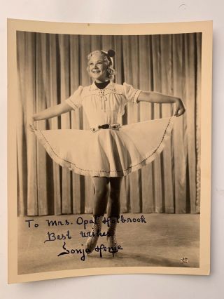 Vintage Autographed Photograph Of Sonja Henie