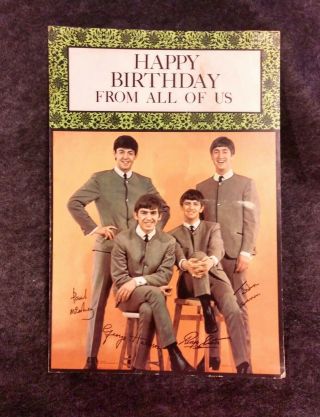 Vintage 1964 Hibrows Usa Happy Birthday From The Beatles Giant 8x12 Card