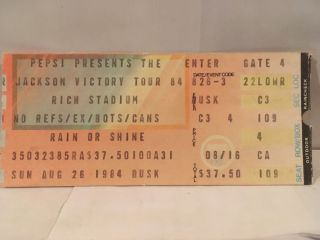 Michael Jackson Concert Ticket Stub Buffalo Ny 8 - 26 - 1984 Rare