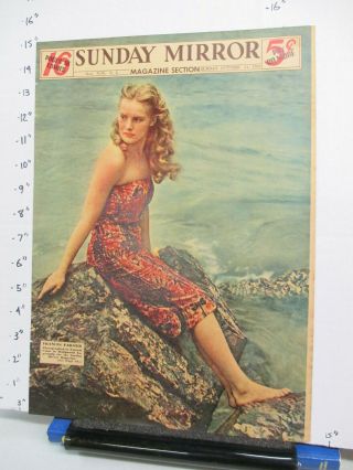 Newspaper Ad 1937 Frances Farmer Movie Actress Pinup Girl Ocean Beach Photo