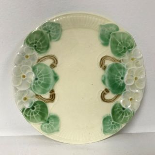Antique Majolica Plate Decorated W/ Blossoms & Leafs Art Nouveau