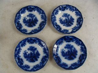 4 Antique 1830 England J & G Alcock Flow Blue 7 1/2 " Plates