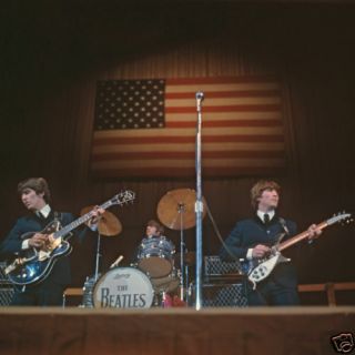 The Beatles Rare Vintage Concert Photo By American Flag
