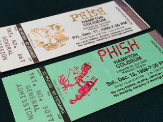 Phish Hampton Coliseum Mail Order Ticket Stubs Set Ptbm Pollock 1999 Not Poster