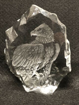 Mats Jonasson Maleras Eagle Sculpture Sweden Signed Numbered Glass Crystal