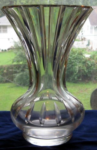 Vintage Signed Baccarat France Heavy Cut Glass Crystal Vase 10 1/4” Tall