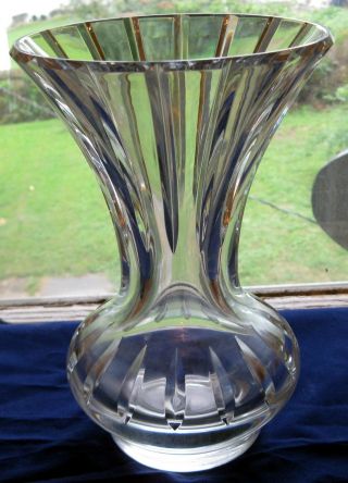 Vintage Signed Baccarat France Heavy Cut Glass Crystal Vase 10 1/4” Tall 3