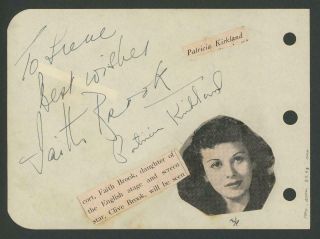 Pat Kirkland & Serena Sande Signed Album Page - Vintage Autographs Patricia