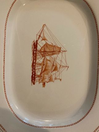 Spode Red Trade Winds Ship Windsor Castle Serving Platter 14 1/4 10 5/8 2
