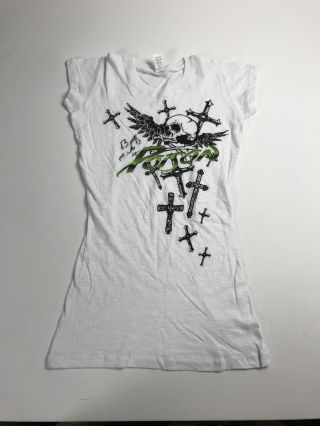 Poison Bret Michaels Signed Autograph Worn White & Black Rock Band T - Shirt Sz S