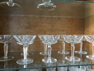 Set 9 Waterford Sheila Cut Crystal Champagne Tall Sherbet Glasses Vintage 1959