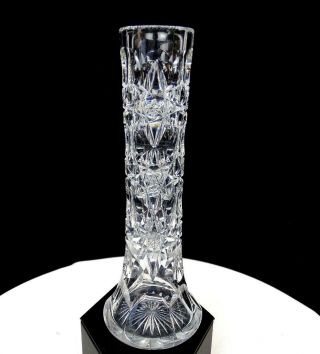 Hawkes Signed Brilliant Cut Crystal Hobstar And Thumbprint 7 7/8 " Bud Vase