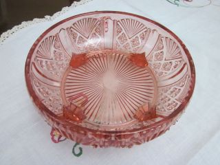 Stunning Davidson Pink Depression Glass Footed Bowl