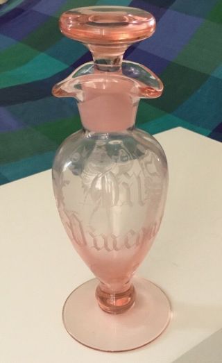 Vintage Cambridge Glass Pink Oil Vinegar Footed Cruet Elegant 739 Etch