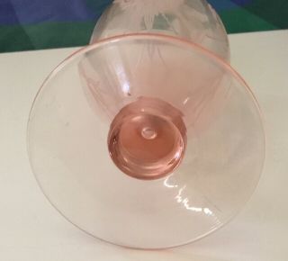 Vintage Cambridge Glass Pink Oil Vinegar Footed Cruet Elegant 739 Etch 5