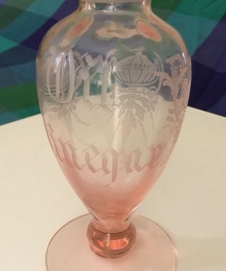 Vintage Cambridge Glass Pink Oil Vinegar Footed Cruet Elegant 739 Etch 6