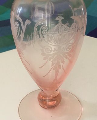 Vintage Cambridge Glass Pink Oil Vinegar Footed Cruet Elegant 739 Etch 8