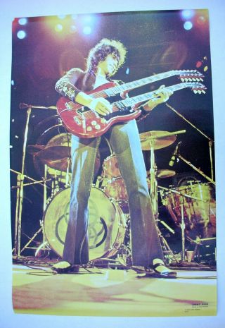 Led Zeppelin Jimmy Page Classic Live Stage Shot Poster 1976 Usa - 13