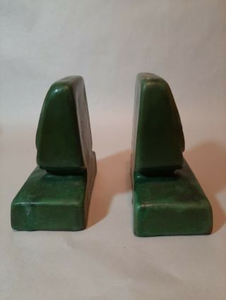 Vintage Rare Old Matte Green Mid Century Modern Art Pottery Bookends Grueby Clay 5