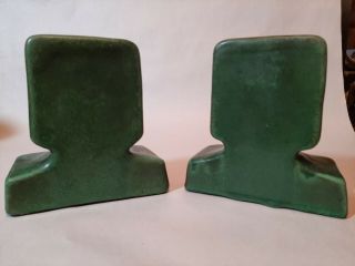 Vintage Rare Old Matte Green Mid Century Modern Art Pottery Bookends Grueby Clay 8