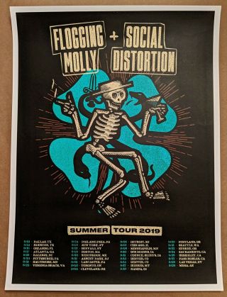 Flogging Molly Social Distortion 2019 Summer Tour Screen Print Poster Green Day