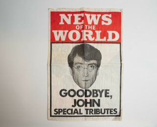 John Lennon “goodbye,  John” News Stand Poster News Of The World London