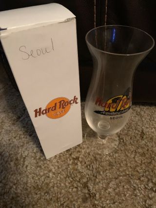 Hard Rock Cafe Seoul,  South Korea Hurricane Mixed Cocktail Drink Glass W/ Box