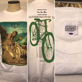 Vtg 80s Rem 1989 Fables Of The Reconstruction Tshirt Monkey On Bike Rare Lrg Tee