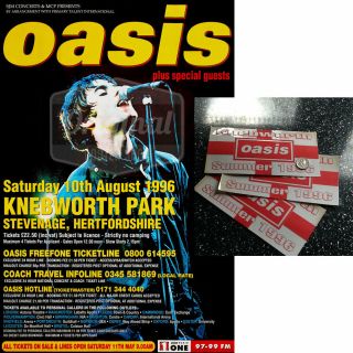 Oasis Knebworth Concert - Litho - Printed Poster - 60 " X 40 "