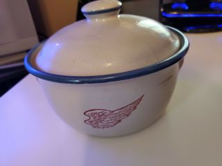 Vintage Red Wing Stoneware Pottery Bean Pot With Lid