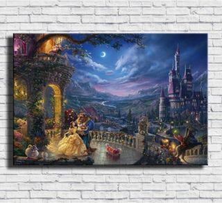 Decor Art Canvas Print Oil Painting Disney Beauty And The Beast 24x36inch