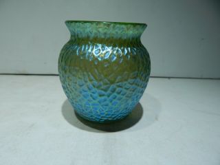 Kralik Bohemian Snake Skin Iridescent Art Glass Vase - Rare