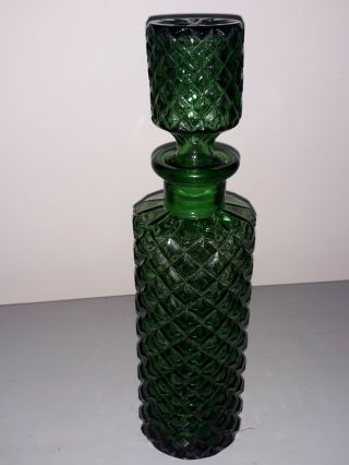 Vintage Empoli Italian Green Geometric Pattern Decanter Bottle